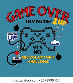 game over, level up vector illustration