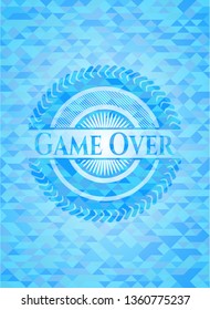 Game Over light blue emblem with mosaic background