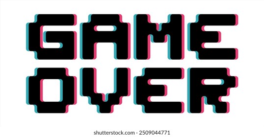 Game over message with glitch noise retro effect vector screen