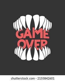 Game over message with teeth draw