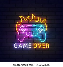 Game Over Neon Sign Bright Signboard Stock Vector (Royalty Free ...