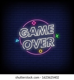 Game Over Neon Signs Style Text Stock Vector (Royalty Free) 1623625402 ...