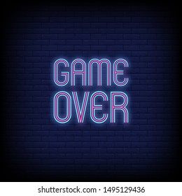 game over neon signs text vector