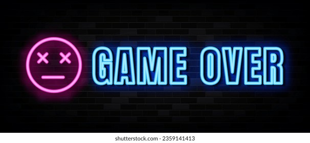 Game Over Neon Signs Vector Design Template