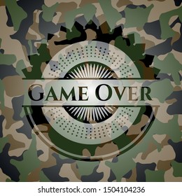 Game Over on camouflage pattern. Vector Illustration. Detailed.