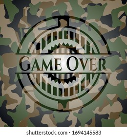 Game Over on camouflage pattern. Vector Illustration. Detailed.