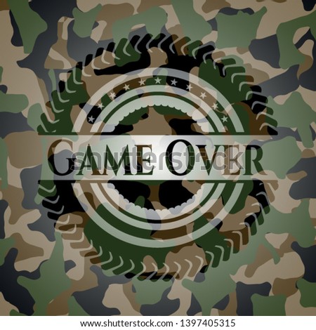 Game Over on camouflaged texture. Vector Illustration. Detailed.
