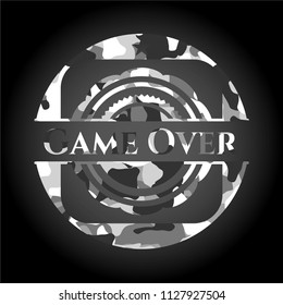 Game Over on grey camo texture