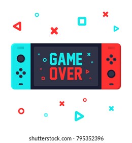 Game over on portable console. Gamer vector colorful design. Vector illustration on white background