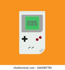 Game Over on Retro Game Gadget Screen, Game Classic, Flat Vector Illustration