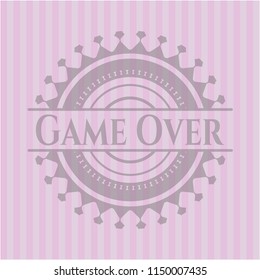Game Over pink emblem. Retro