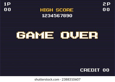 GAME OVER .pixel art .8 bit game. retro game. for game assets in vector illustrations.	
