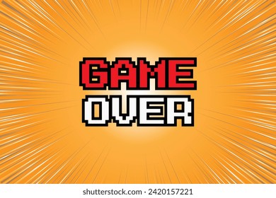 GAME OVER .pixel art .8 bit game. retro game. for game assets in vector illustrations.	