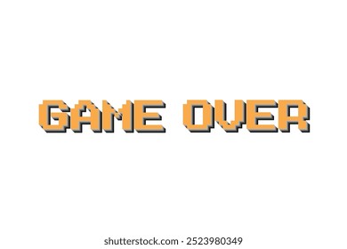 GAME OVER. pixel art .8 bit game. retro game. for game assets in vector illustrations on white background.