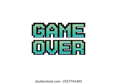 GAME OVER. pixel art .8 bit game. retro game. for game assets in vector illustrations on white background.