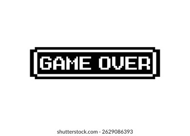 FIM DE JOGO. pixel art jogo de 0,8 bits. jogo retrô. para os recursos do jogo em ilustrações vetoriais sobre fundo branco.