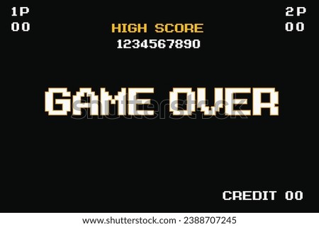 GAME OVER .pixel art .8 bit game. retro game. for game assets in vector illustrations.