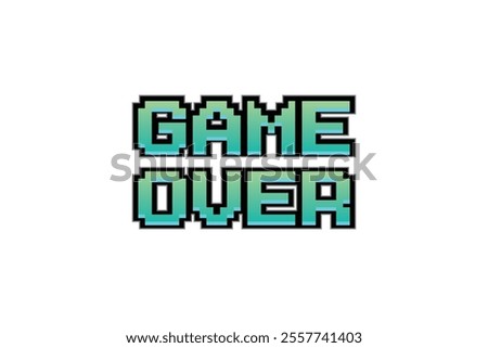 GAME OVER. pixel art .8 bit game. retro game. for game assets in vector illustrations on white background.