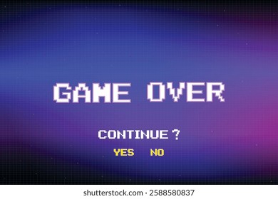 Game Over. pixel art 8-bit. retro game, Creative gaming template.
