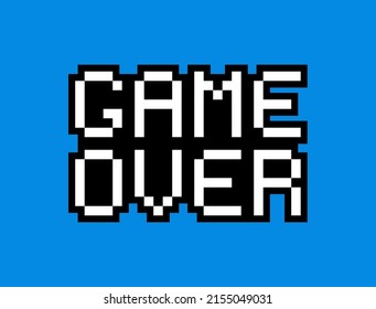 Game over pixel art design. 8bit pixel art design for game, life bar, gaming controller. Vector illustration.
