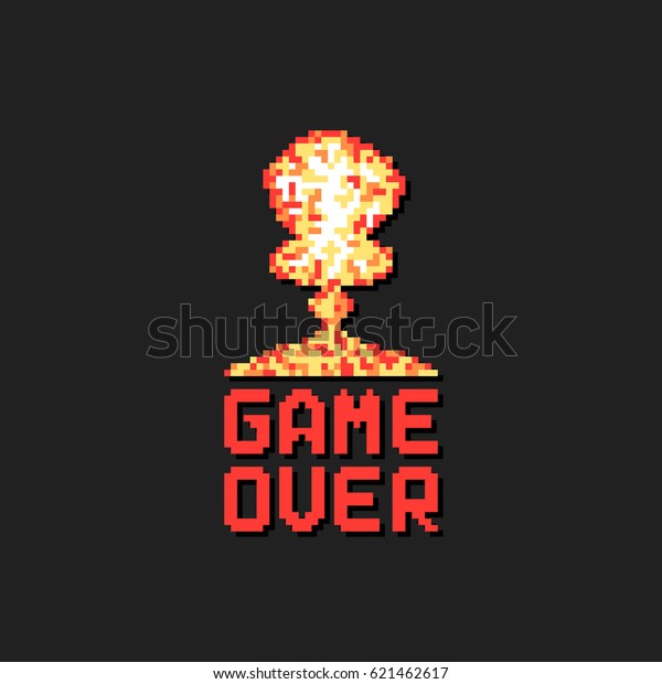 Game Over Pixel Art Explosion Concept Stock Vector Royalty Free