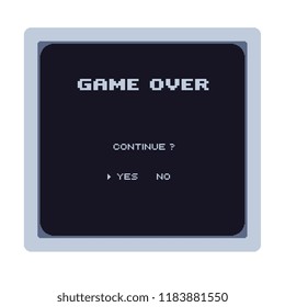 Game over pixel art isolated vector illustration. Design for video game.
