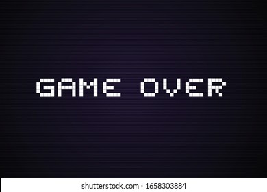 Game over pixel art for vintage video game.