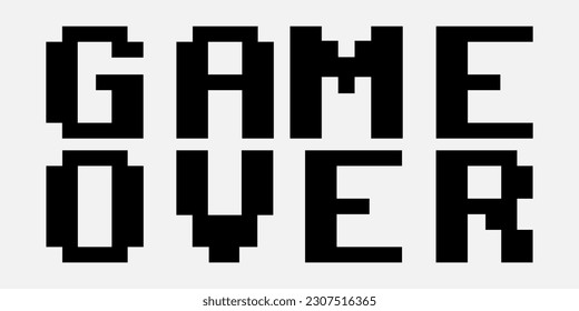 Game over. Pixel inscription. Modern illustration.