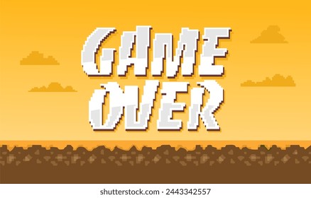 Game Over with pixel style background