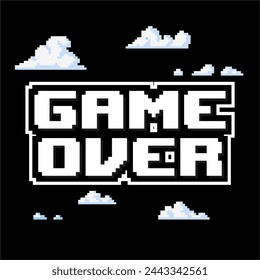 Game Over with pixel style background