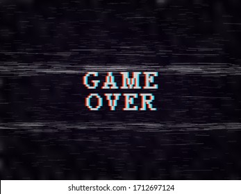 Game Over Pixel Style Glitch VHS Retro Effect. EPS10 Vector