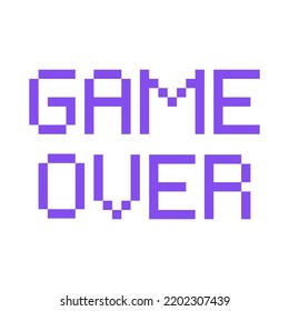 Game over pixel words on isolated background. Vector flat illustration. Lettering for game design. Retro game concept