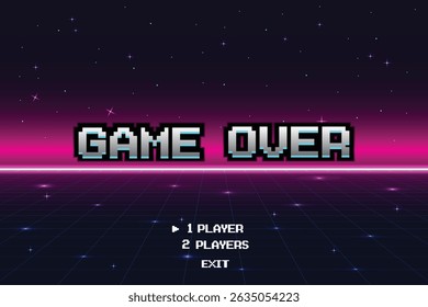 JOGO ACIMA jogar ou sair do menu principal do jogo. Fundo moderno do jogo moderno com efeito de iluminação. para ativos do jogo em ilustrações vetoriais.