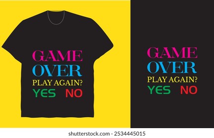 Spiel vorbei. Wieder spielen? Ja Nein   Kühnes und schrulliges T-Shirt-Design für Gamer und Retro-Enthusiasten