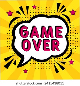 Game Over pop art. Game Over in comic pop art style. Game Over message in sound speech bubble in pop art style. Comic book explosion with text Game Over.