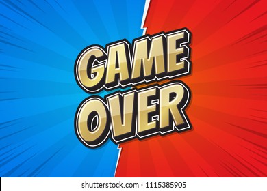 Game over, poster comic speech bubble graphic design. Vector illustration