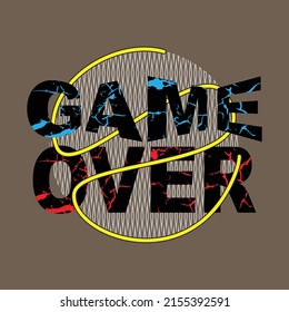 game over Premium Vector illustration of a text graphic. suitable screen printing and DTF for the design boy outfit of t-shirts print, shirts, hoodies baba suit, kids cottons, etc.