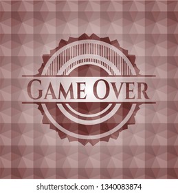 Game Over red seamless badge with geometric background.