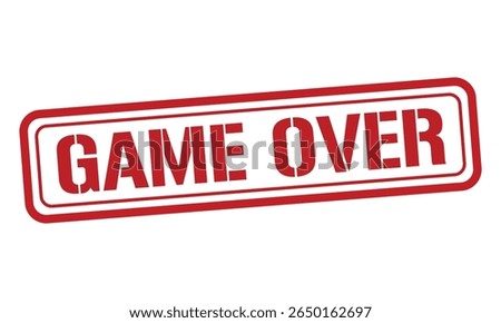 GAME OVER red stamp text vector, rubber stamp