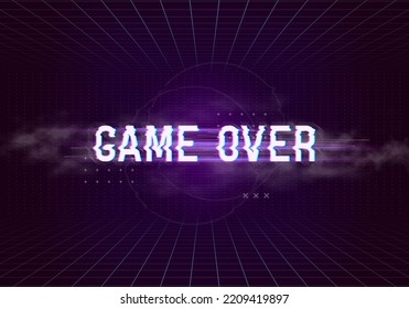 Game over. Retro abstract background. Futuristic landscape. Vector illustration.
