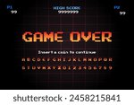 Game Over Retro arcade game machine background .8 bit game.retro game. Screen background and font.