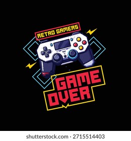 Game Over Retro game pad vector graphic poster design