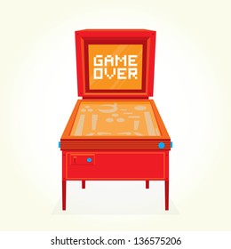 "Game over" retro pinball machine isolated vector