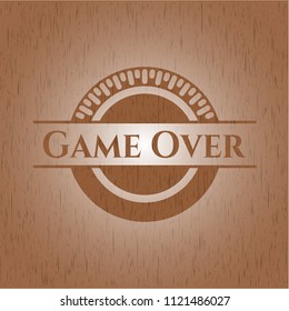 Game Over retro style wood emblem