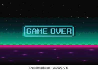 Game Over. Retro Video Game Background. Abstract grid background for retro digital video game screen.