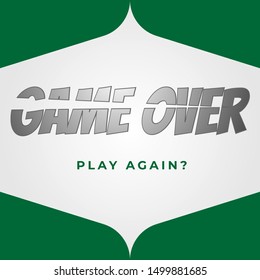 game over screen end of game or competition with glitch, end of screen closing, playing fun game 