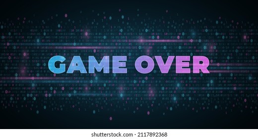 Game Over Screen Glowing Binary Code Stock Vector (Royalty Free) 2117892368