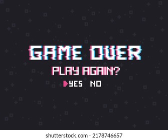 Game over screen made in pixel art with a cool glitch effect