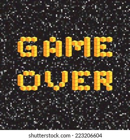 Game over screen, old school gaming poster, failure concept