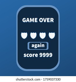 Juego sobre la pantalla mostrando el botón score.De nuevo.